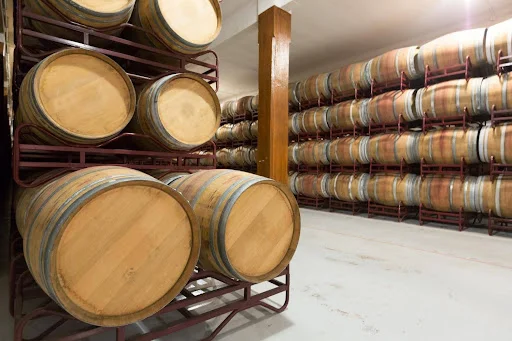 wooden and bourbon barrels